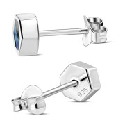 Abalone Shell Hexagon Silver Stud Earrings, e373st